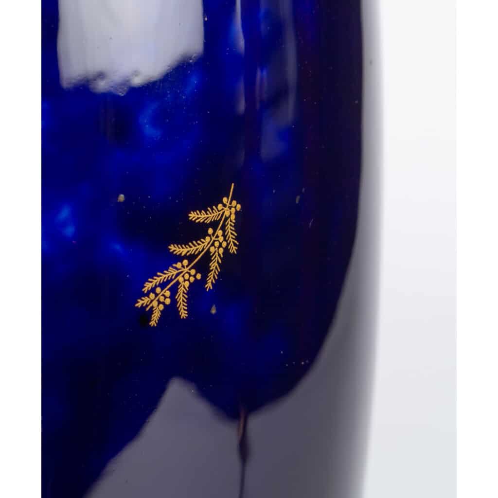 Sèvres 1920 lamp (marbled blue + gold florets) 8