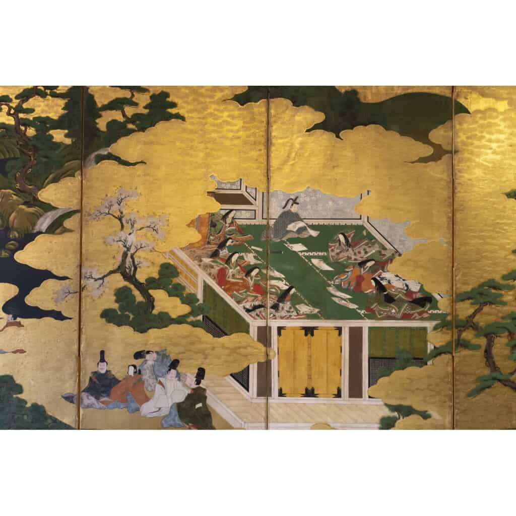 Paravent japonais à 6 panneaux « Dit du Genji » fin 17ème 7