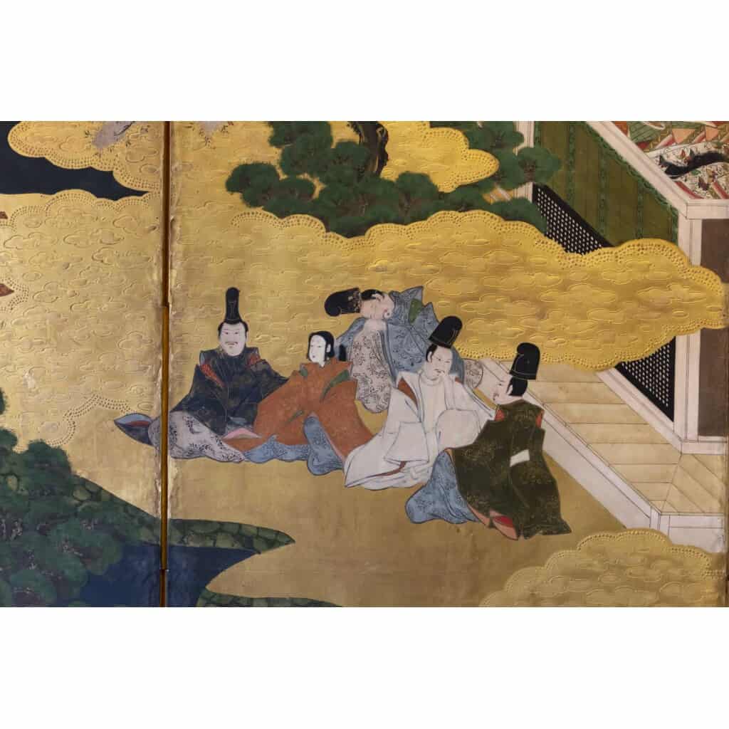 Paravent japonais à 6 panneaux « Dit du Genji » fin 17ème 6