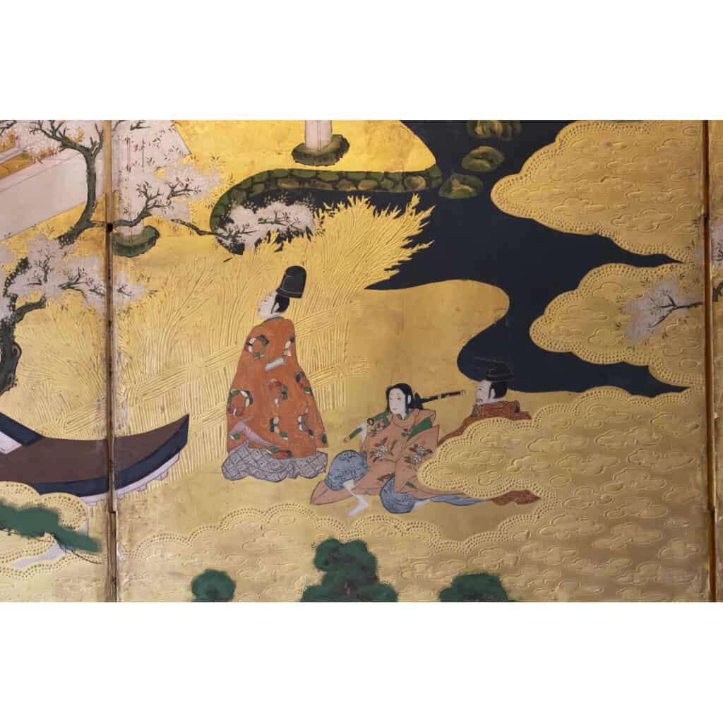 Paravent japonais à 6 panneaux « Dit du Genji » fin 17ème 5