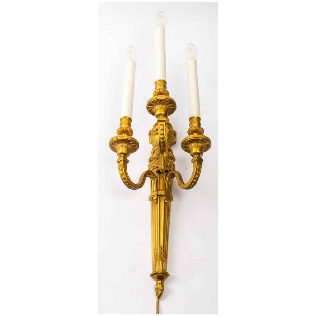 Pair of bronze sconces with rams XIXth 11