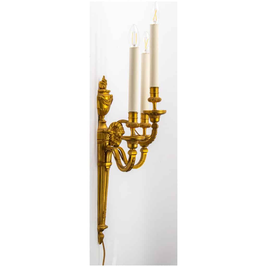 Pair of bronze sconces with rams XIXth 7