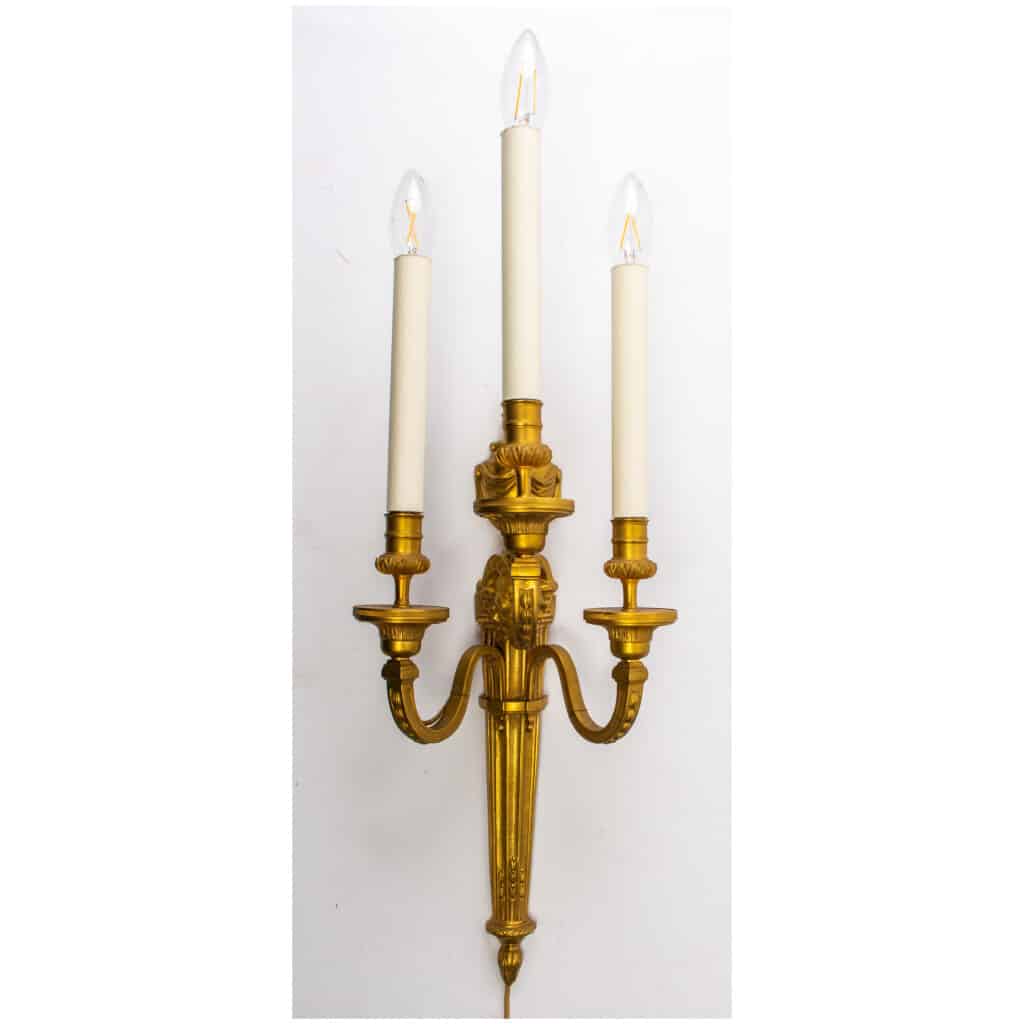 Pair of bronze sconces with rams XIXth 5