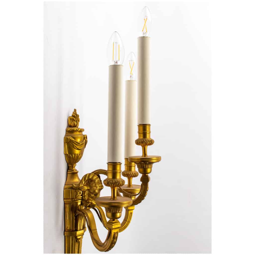 Pair of bronze sconces with rams XIXth 6