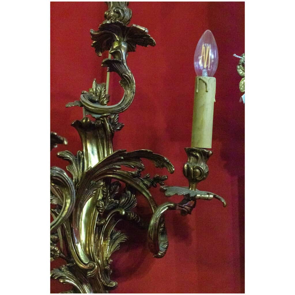 Pair of St Louis XV sconces ( XIXth century) gilded bronze 6