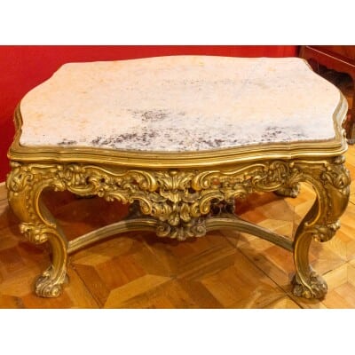 Salon coffee table in gilded wood (end XIXth)
