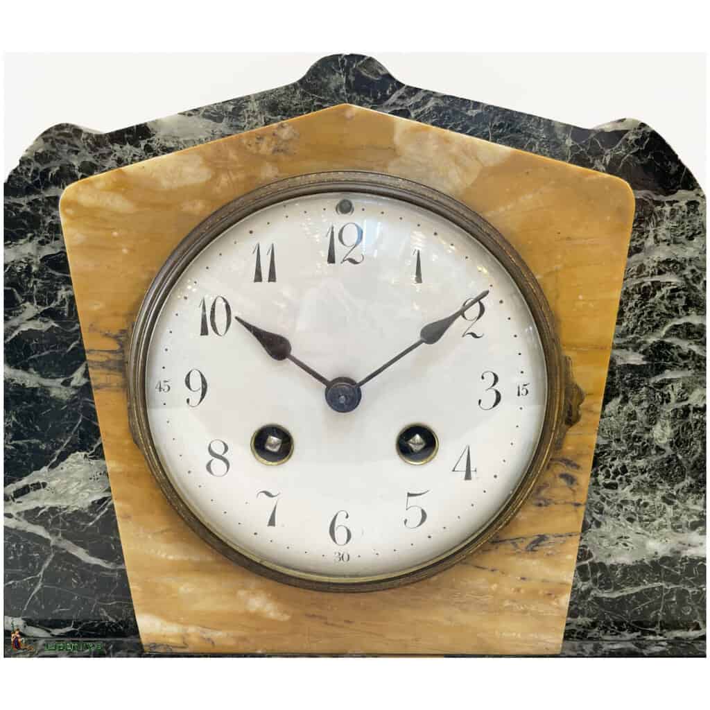 Art-Deco marble clock, width. 38.5 cm (1920-1930) 4