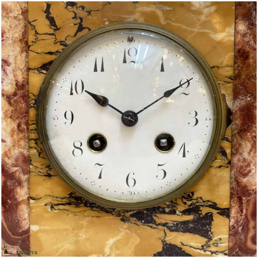 Art-Deco marble clock, width. 33.5 cm (1920-1930) 4
