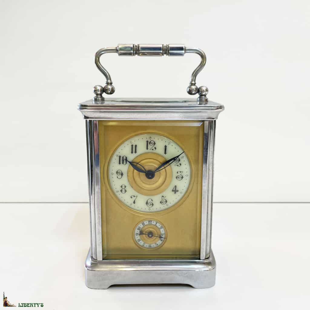 Chromed bronze cage clock with alarm clock, high. 11cm, (End XIXe) 3