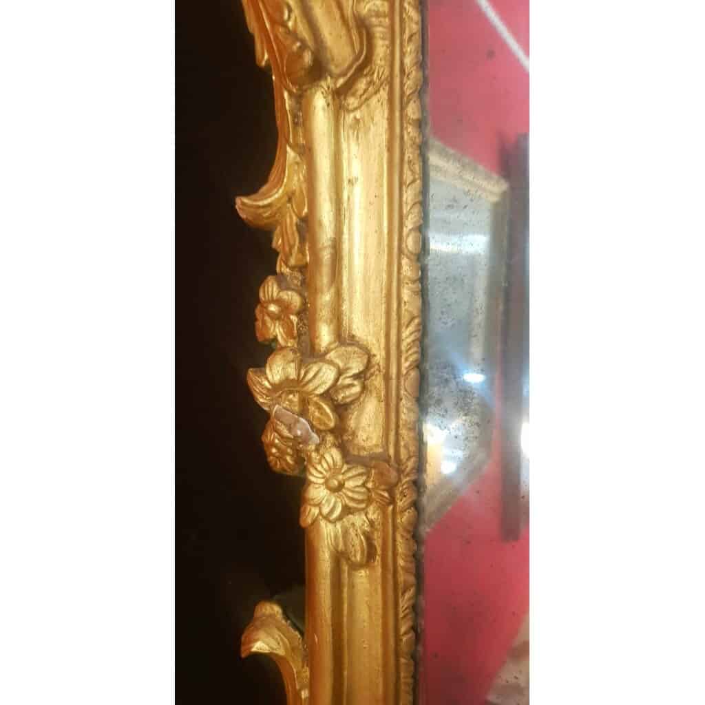 Louis XV Period Mirror With Rocaille Decor - Green Lacquered Golden Wood - 18th Century 7