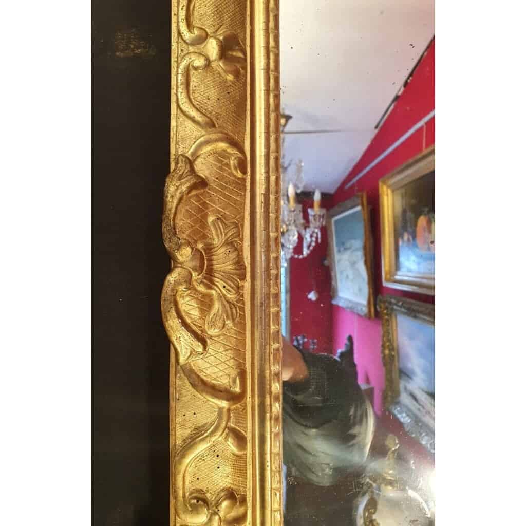 Miroir à Fronton Époque Régence – Décors Florale – Bois Sculpté Doré – 18ème 12