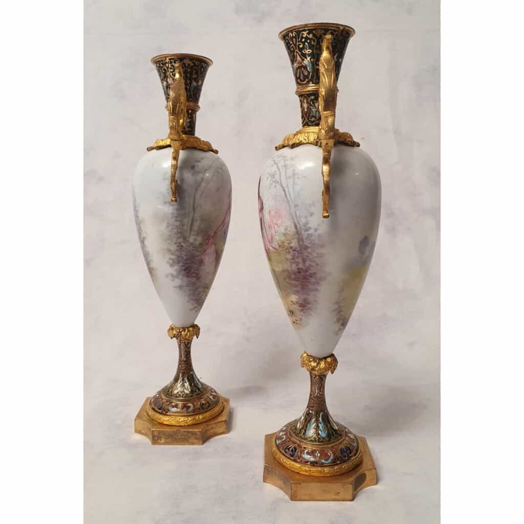 Pair Of Vases Signed Sylvi - Sèvres Porcelain & Gilt Bronze - 19th 7