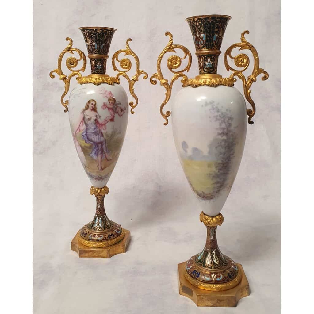 Pair Of Vases Signed Sylvi - Sèvres Porcelain & Gilt Bronze - 19th 4