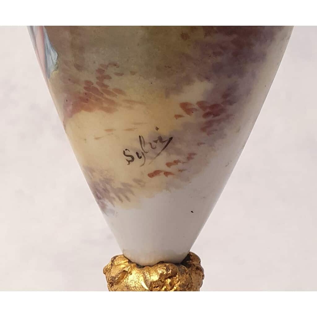 Pair Of Vases Signed Sylvi - Sèvres Porcelain & Gilt Bronze - 19th 9
