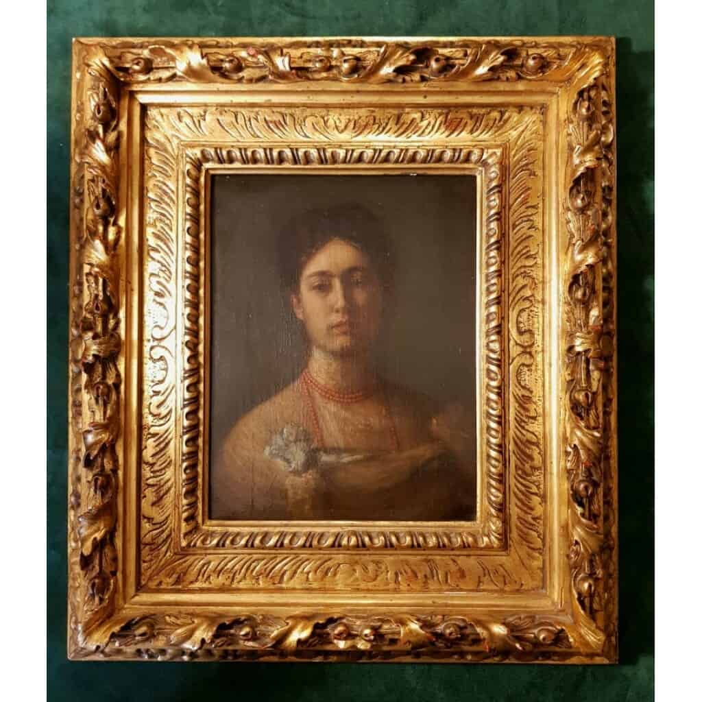 Huile Sur Toile – Simeon Buchbinder – Portrait Jeune Femme – 1851-1908 3