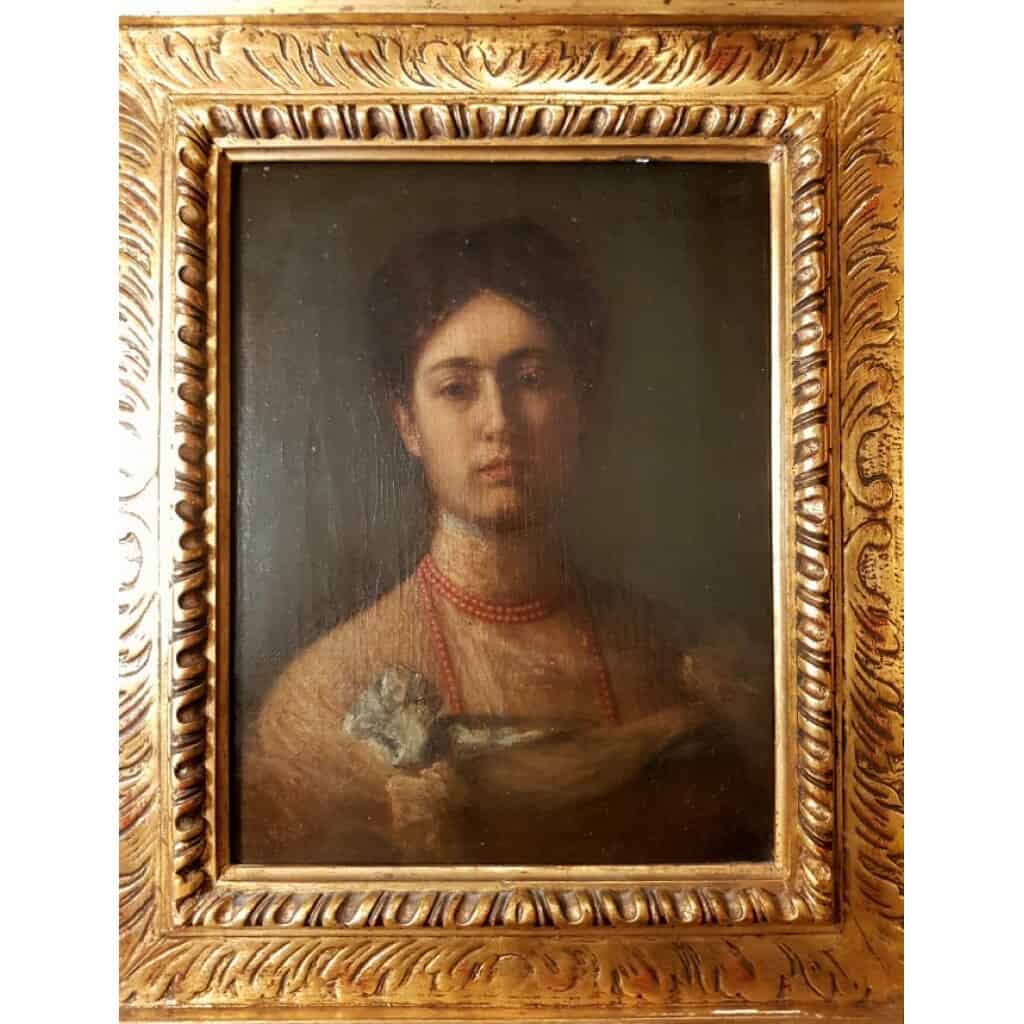 Huile Sur Toile – Simeon Buchbinder – Portrait Jeune Femme – 1851-1908 9