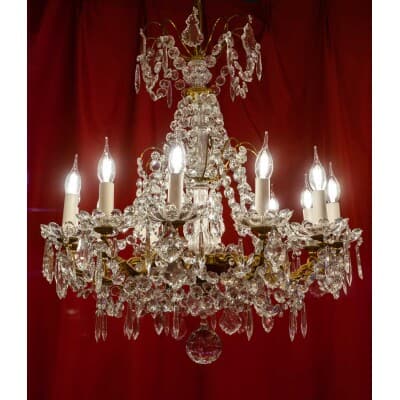 Chandelier with 12 arms of light Baccarat period 1900