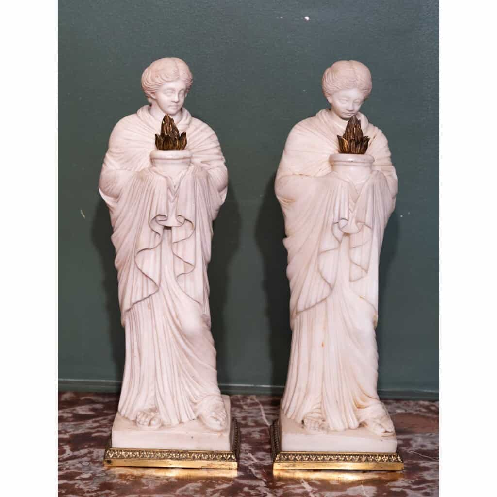 Pair of marble vestals. Circa 1860 3