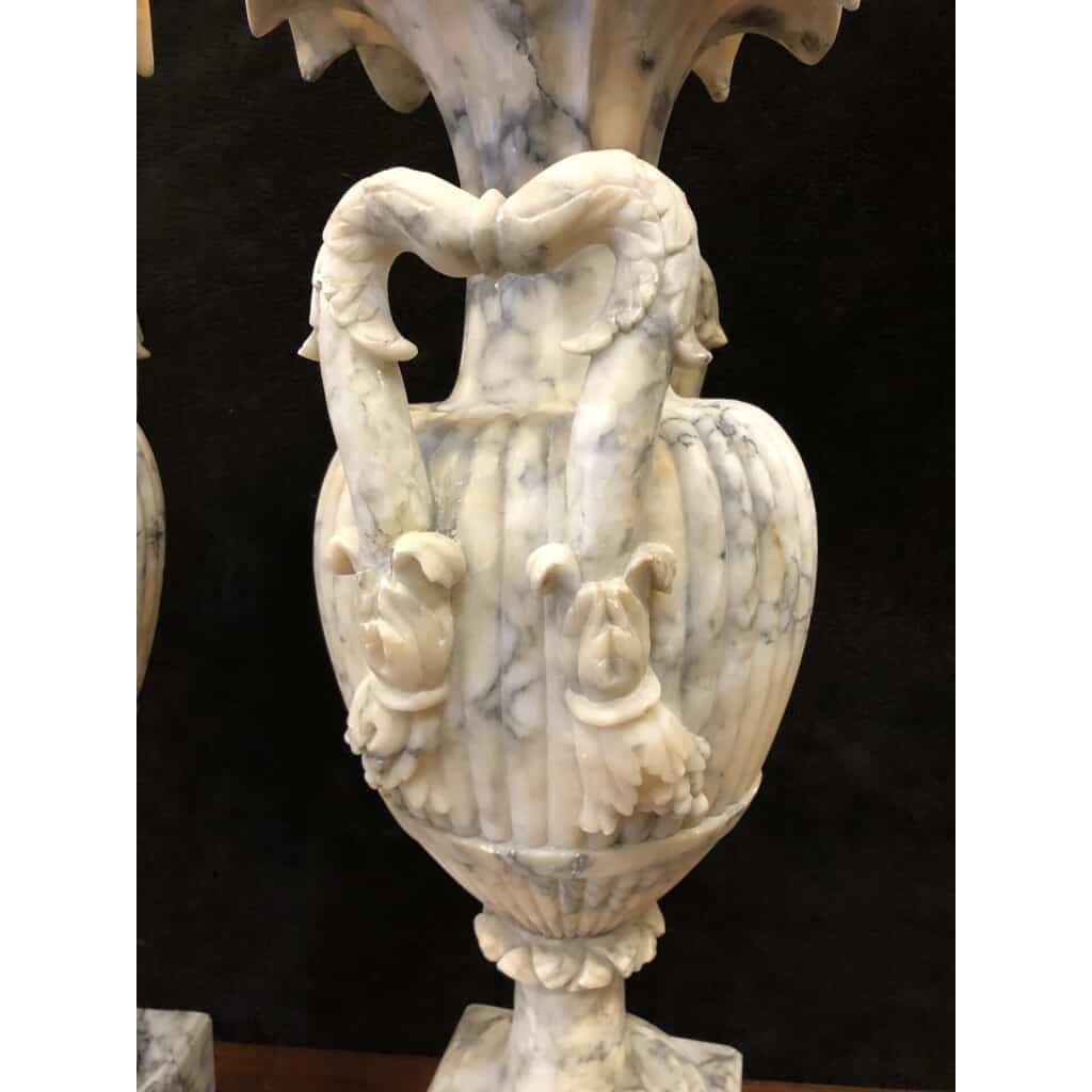 Large Pair Of Vases In Alabaster Italy Late XIXth H: 72 Cm 8