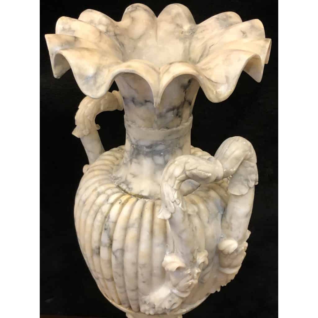 Grande Paire De Vases En Albâtre Italie Fin XIXème H : 72 Cm 9