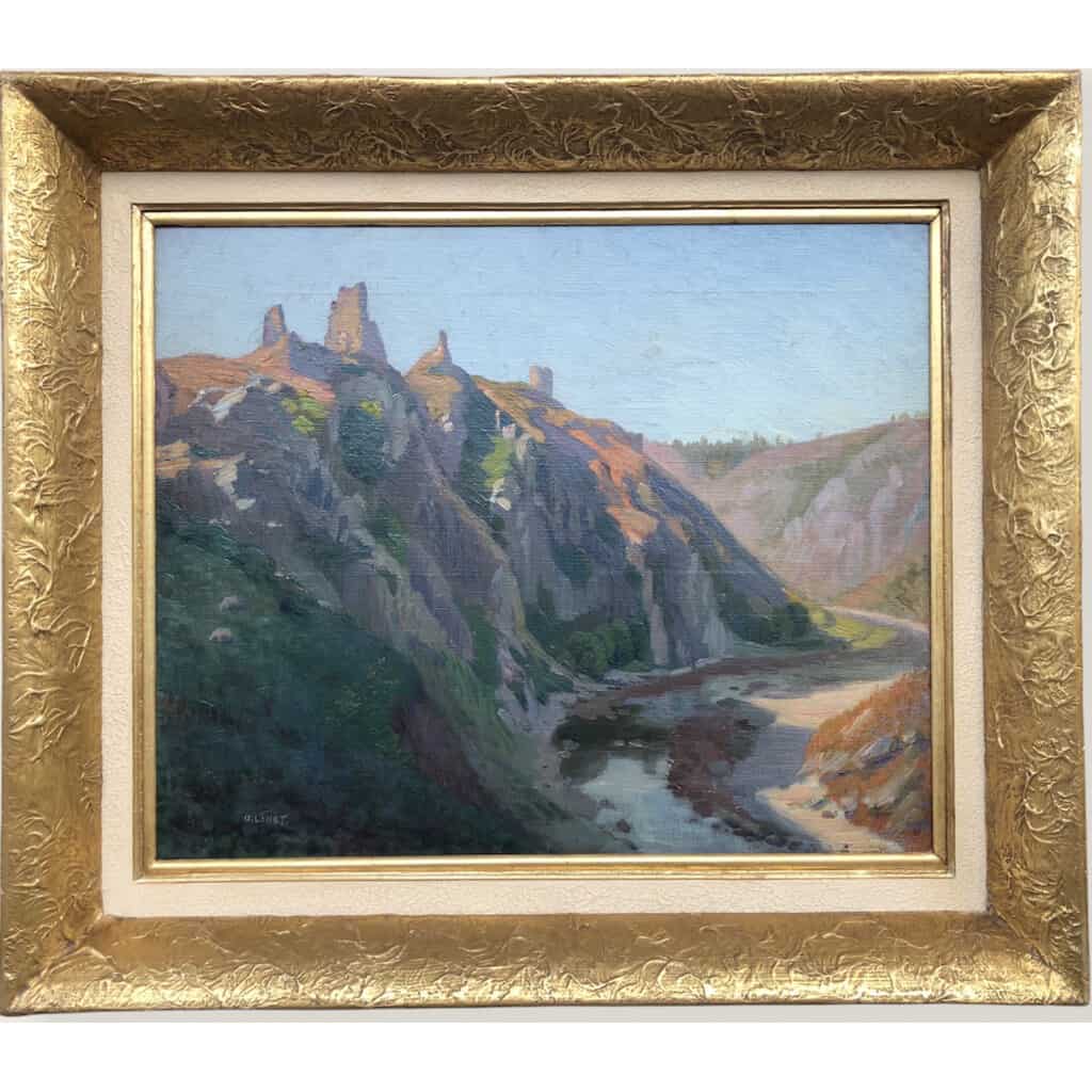 Octave LINET French School 20th The ruins of Crozant Oil on canvas signed 3