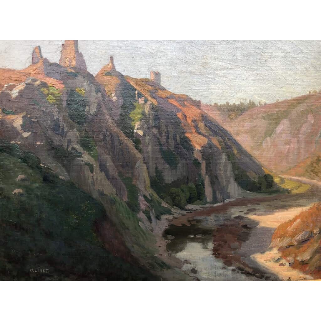 Octave LINET French School 20th The ruins of Crozant Oil on canvas signed 7