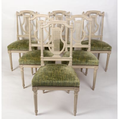 Series of 12 Louis style chairs XVI. Lyre model, fine XIXnd