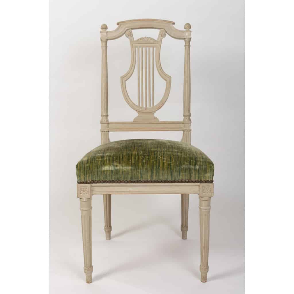 Series of 12 Louis style chairs XVI. Lyre model, fine XIXth 8