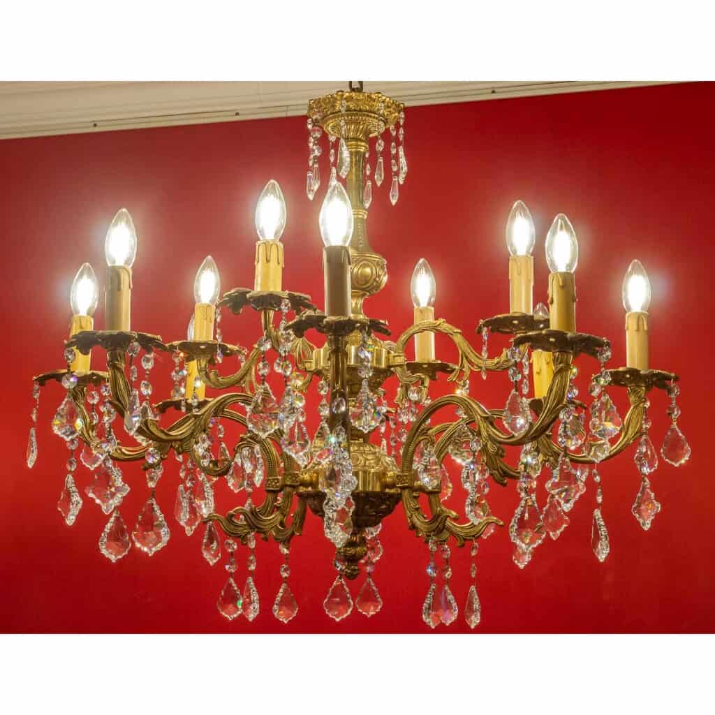 Gilt bronze chandelier with 12 sconces 7