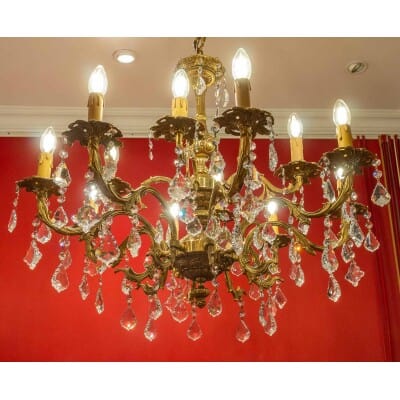 Gilt bronze chandelier with 12 sconces