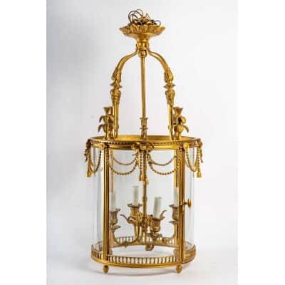 Louis style lantern XVI in gilded bronze. Circa 1970