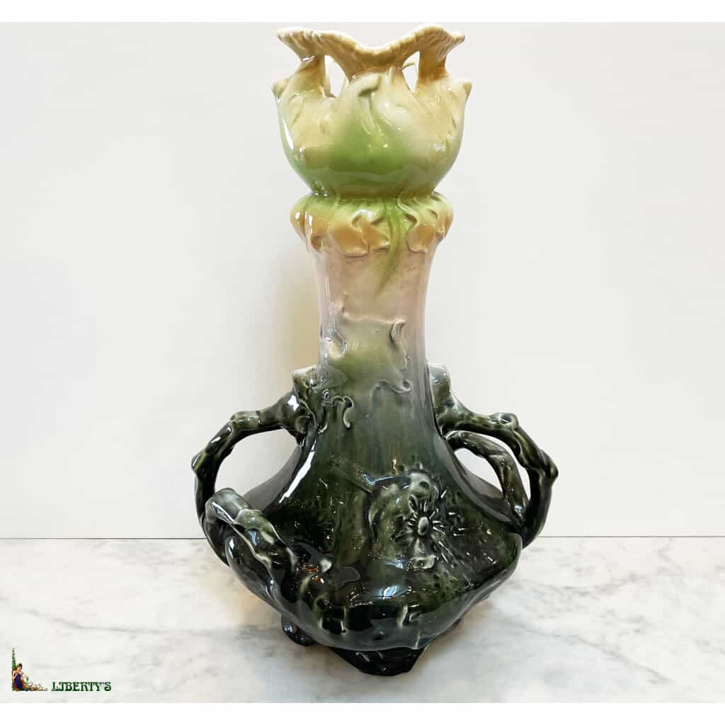 Vase barbotine de Fives-Lille, haut. 28 cm, (Fin XIXe) 3