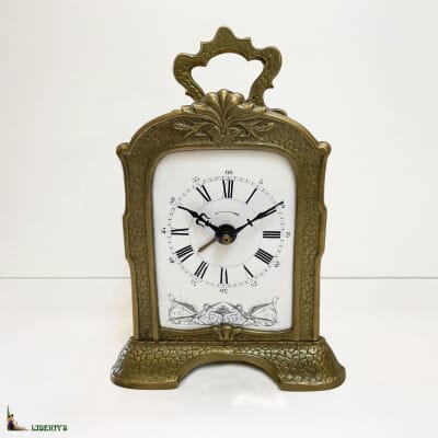 Art Nouveau bronze alarm clock, high. 19.5cm, (End XIXe)