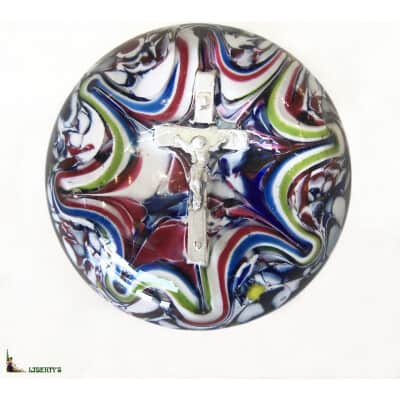 Paperweight ball with Chênée crucifix sulphide, diam. 95 mm x height. 46 mm, Deb. Twentieth