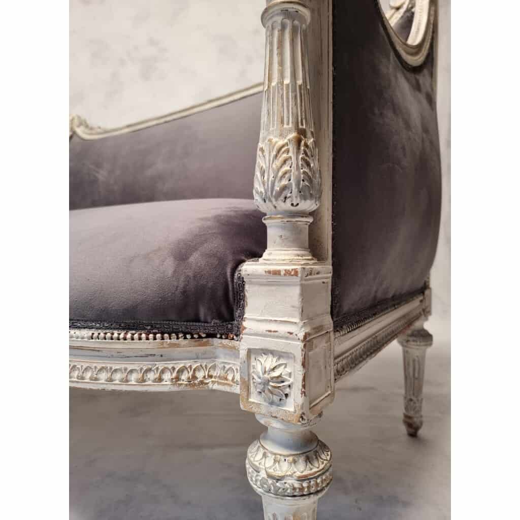 Canapé Style Louis XVI – Riche Sculpture – Bois Patiné – 19ème 9