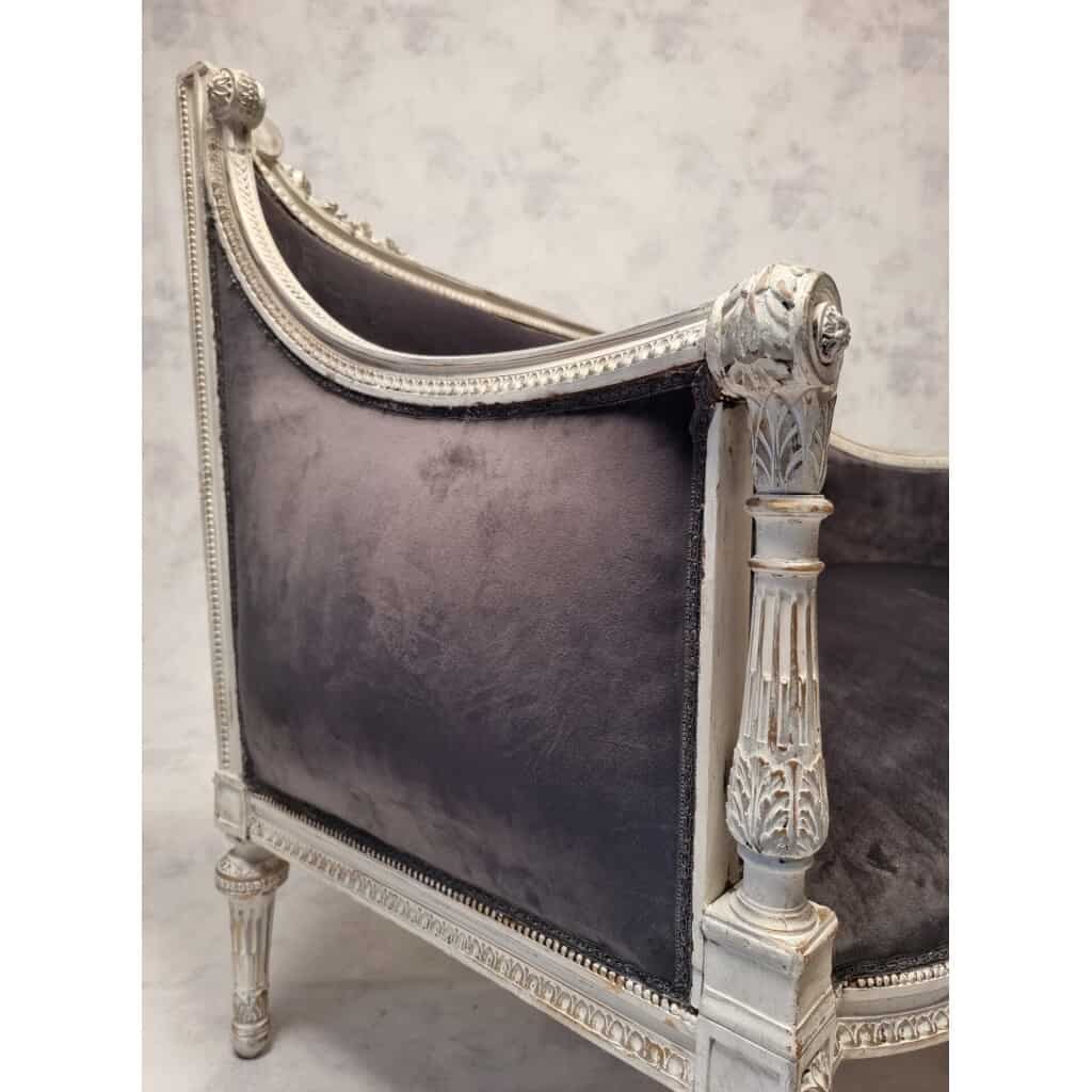 Canapé Style Louis XVI – Riche Sculpture – Bois Patiné – 19ème 10