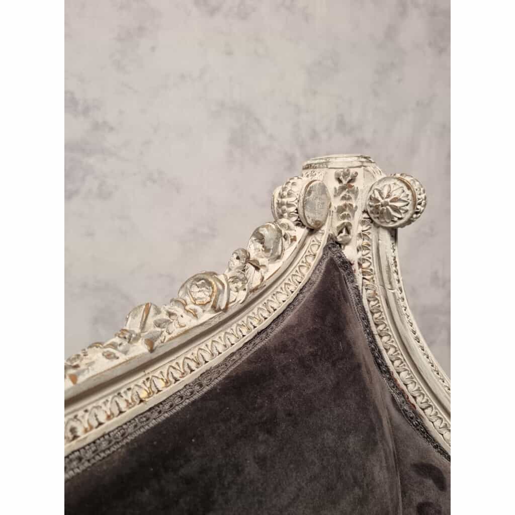 Canapé Style Louis XVI – Riche Sculpture – Bois Patiné – 19ème 11