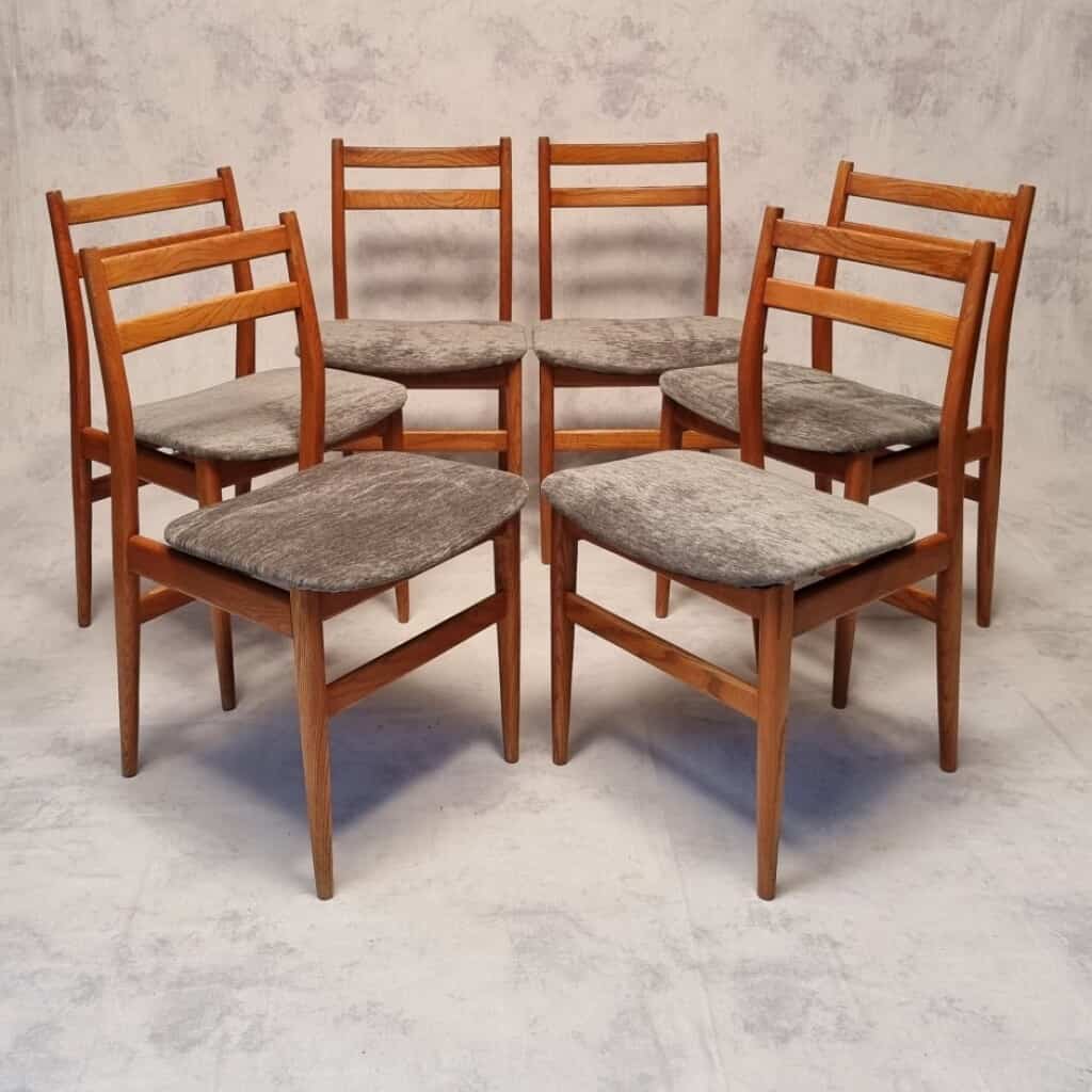 Suite De 6 Chaises Françaises – Orme – Ca 1960 3