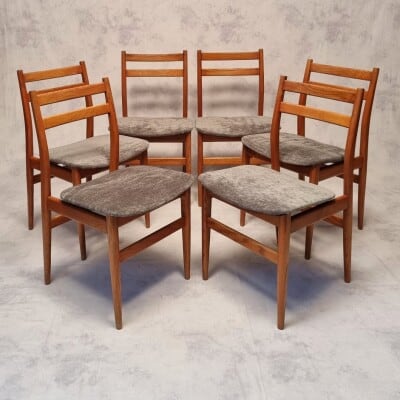 Suite Of 6 French Chairs - Elm - Ca 1960