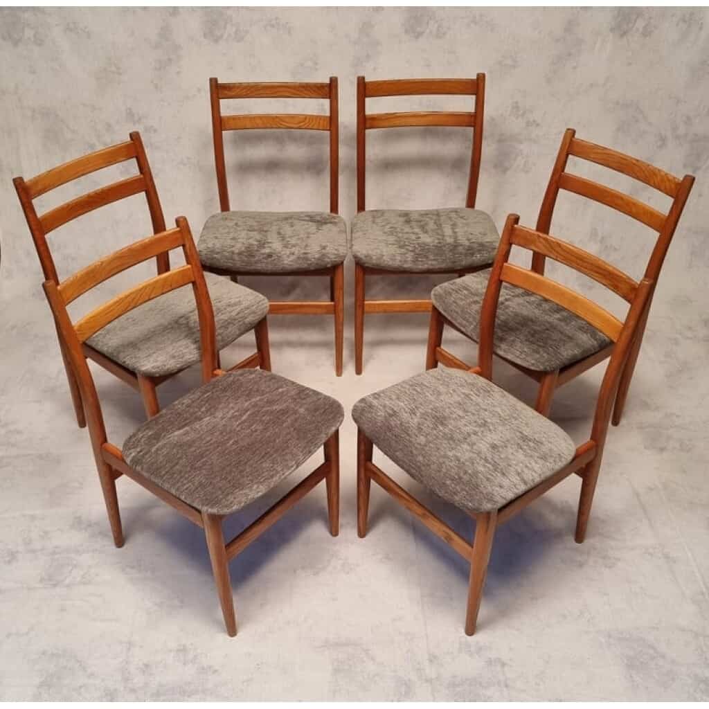 Suite De 6 Chaises Françaises – Orme – Ca 1960 4