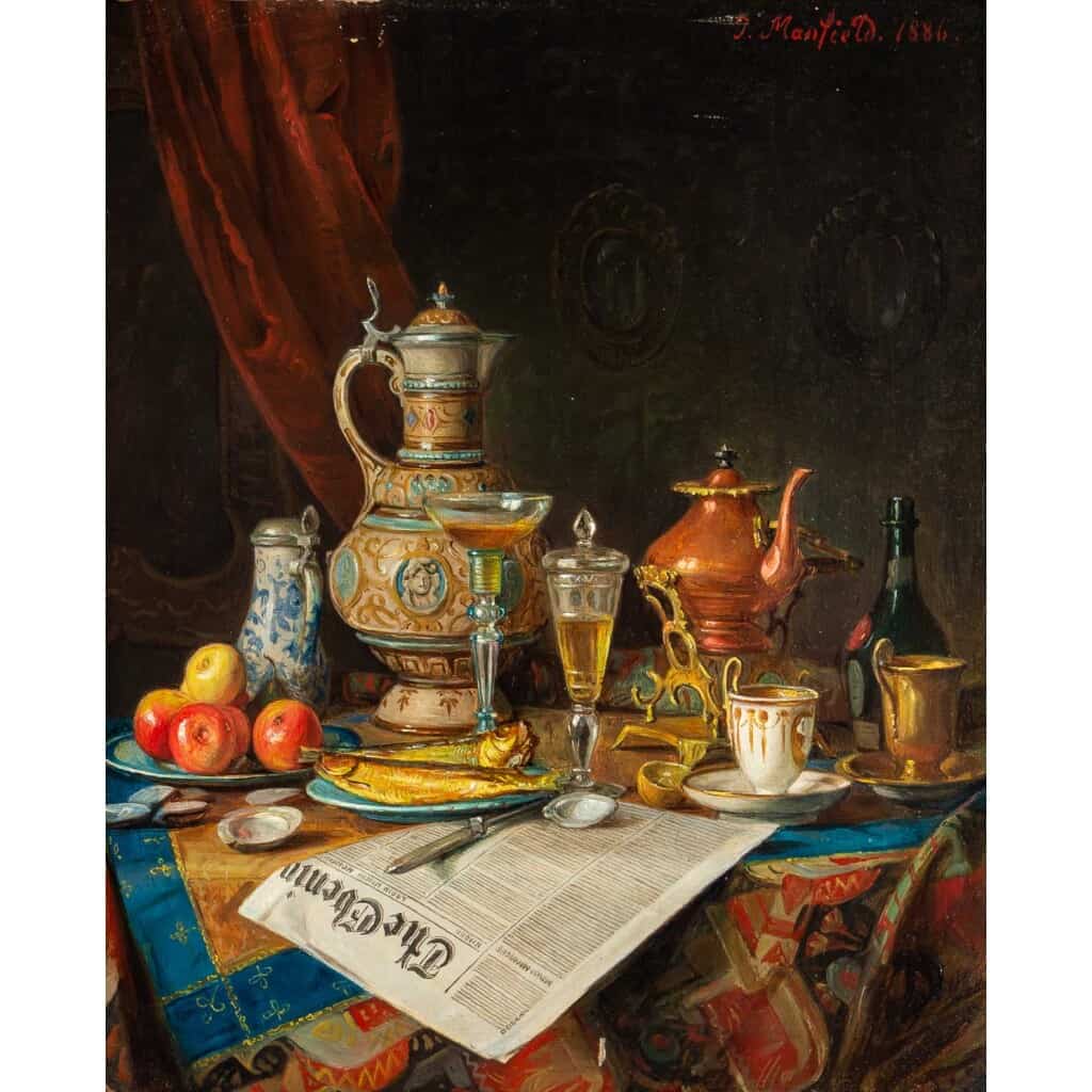 Still life »J. MANFIELD 1886« The Evening News 4