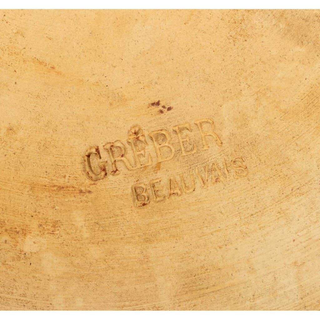 Grand plat en céramique « C. Gréber  » Beauvais France 1820-1898 5