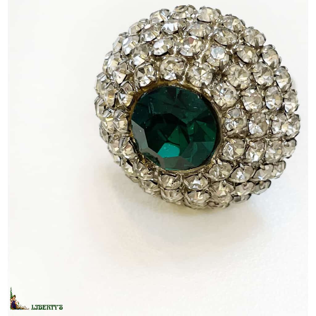 Silver ring with rhinestones, (1960-1970) 3