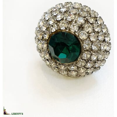 Silver ring with rhinestones, (1960-1970)