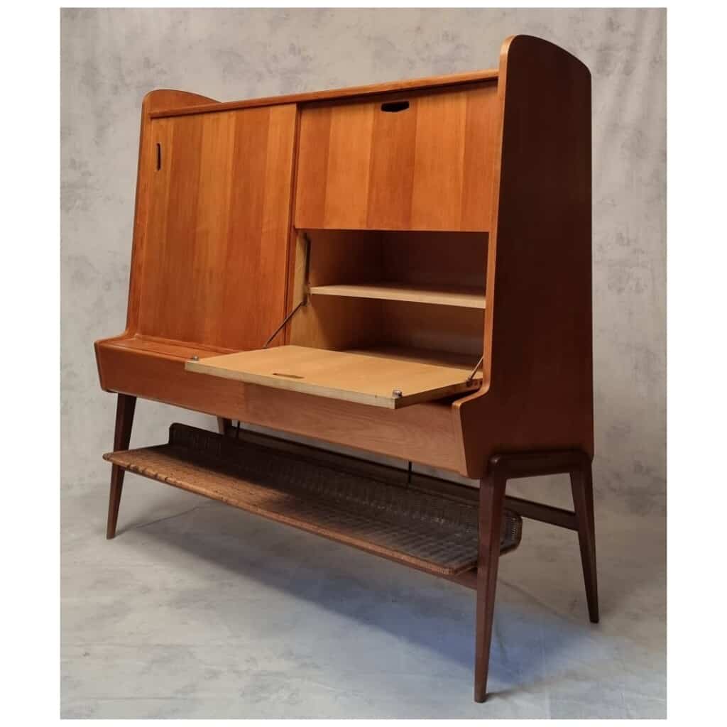 Dresser By Louis Paolozzi For René Godfrid - Ash & Mahogany - Ca 1950 6