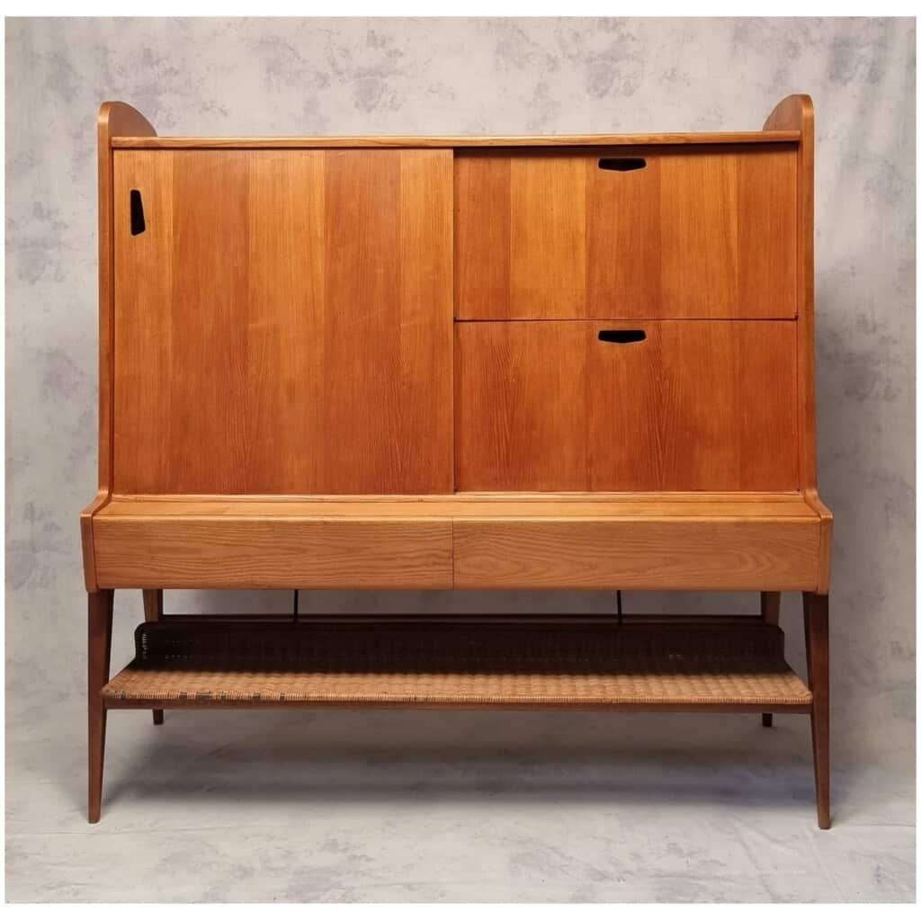 Dresser By Louis Paolozzi For René Godfrid - Ash & Mahogany - Ca 1950 15