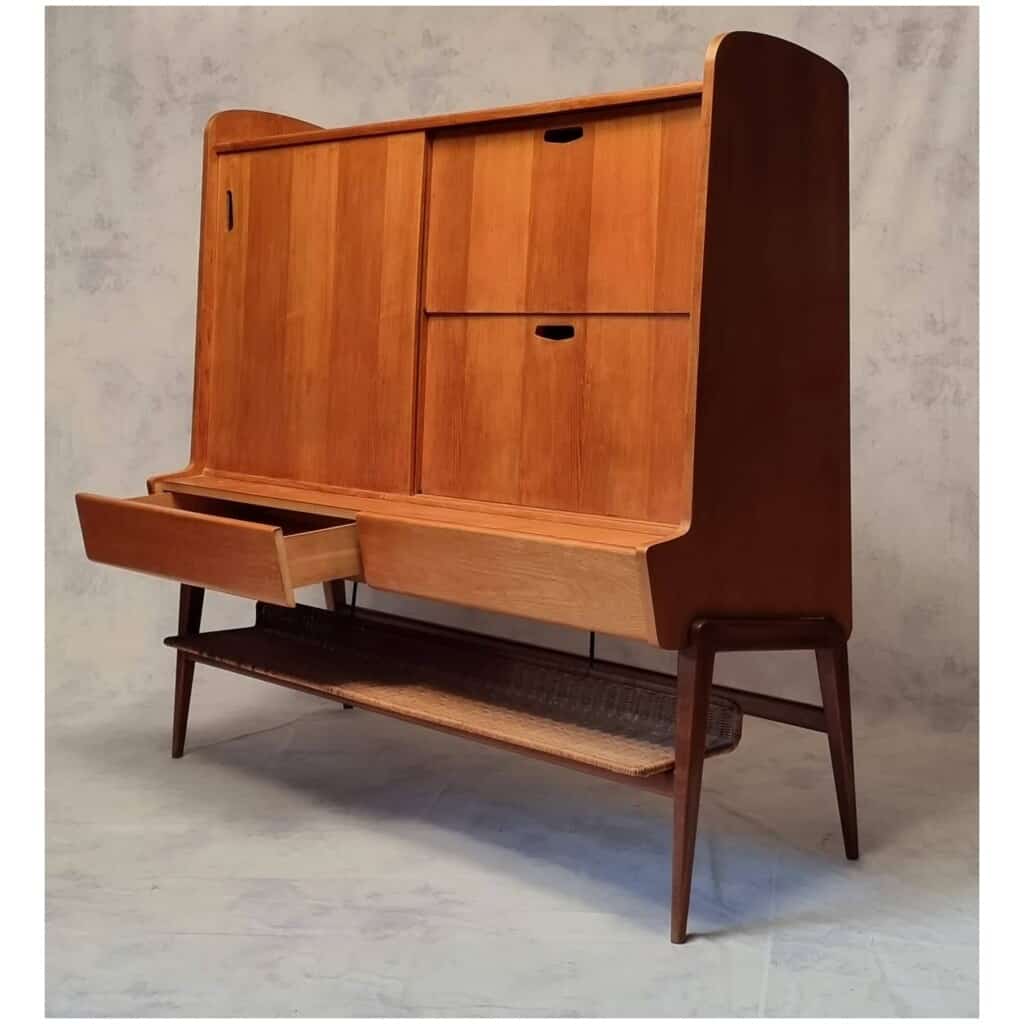 Dresser By Louis Paolozzi For René Godfrid - Ash & Mahogany - Ca 1950 7
