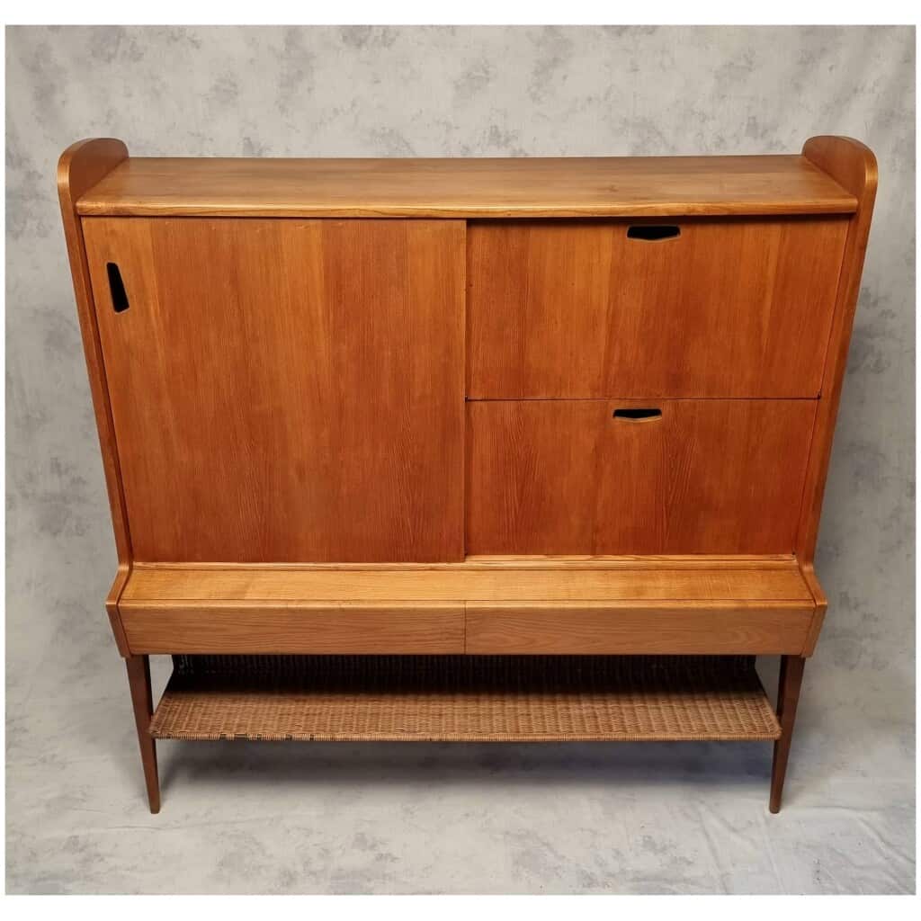 Dresser By Louis Paolozzi For René Godfrid - Ash & Mahogany - Ca 1950 16