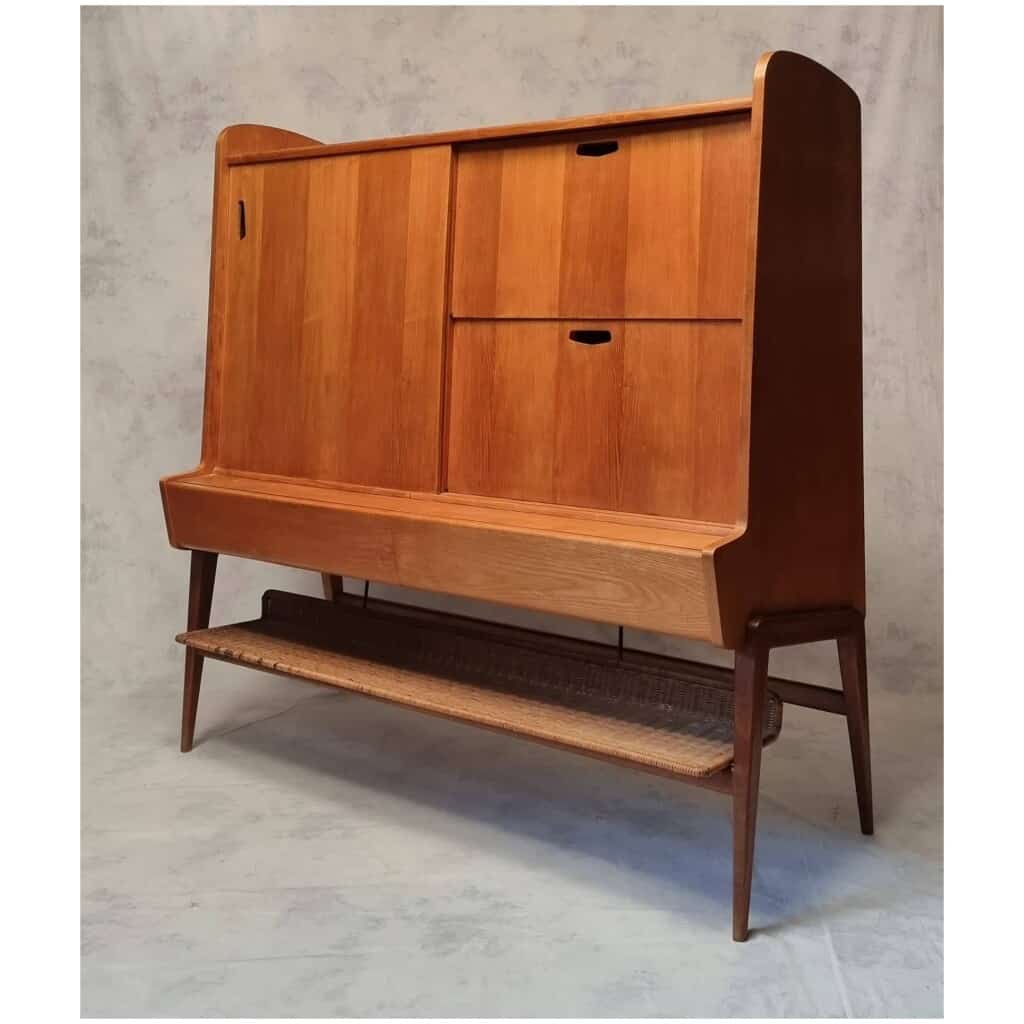 Dresser By Louis Paolozzi For René Godfrid - Ash & Mahogany - Ca 1950 3