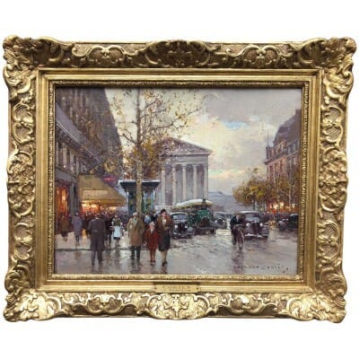 CORTES Edouard Rue Royale and La Madeleine, autumn day Oil on canvas signed
